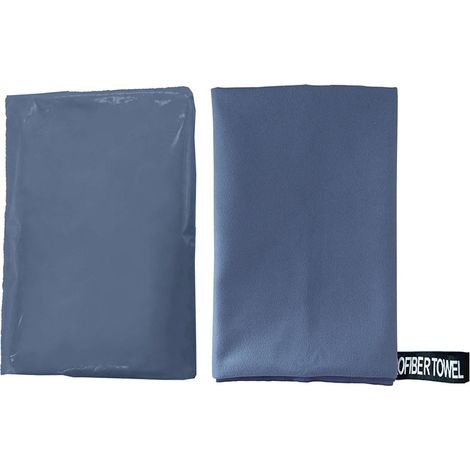 Serviette de Sport en Microfibre Double Face à Séchage Rapide 76x152 cm - Serviette Fitness Portable pour Yoga, Natation et Gymnastique, Ultra Absorbante et Compacte, Bleu Marine-x