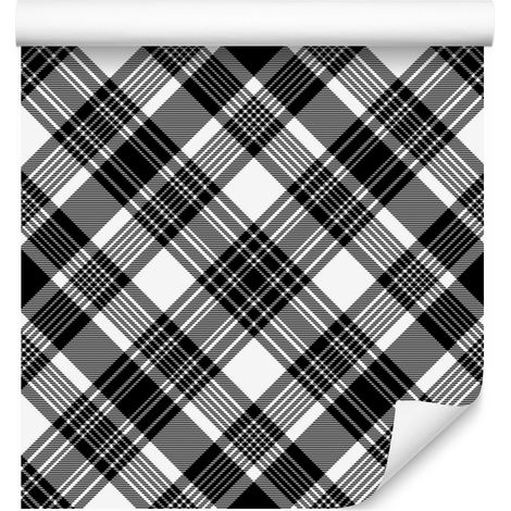 Papel pintado a cuadros blancos y negros, gris y grafito, 50x1000 cm. (1/5)
