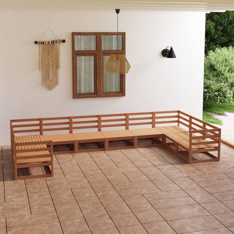 10-tlg. Garten-Lounge-Set Massivholz Kiefer (1/5)