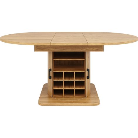 Mesa de comedor extensible con almacenaje, MDF y metal, natural marrón claro (1/5)