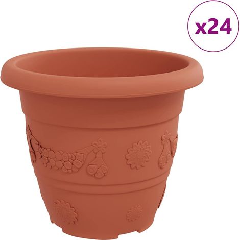 Maison Exclusive - Runder Blumentopf 24 pcs Ziegelrot Ø 26 x 21,5