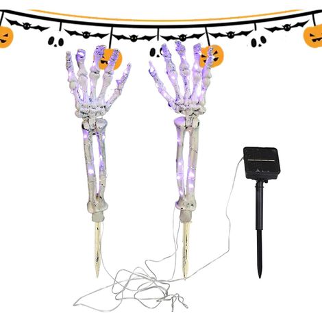 Piquets en forme de squelette pour décoration d'Halloween lumières d' , lumières de jardin, décoration d'Halloween, décoration solaire d'Halloween avec effets sonores pour fêtes s
