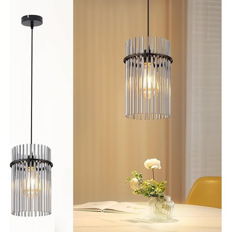 GBLY Pendelleuchte Esstisch 1 Flammig Hängelampe Schwarz E27 Glas Ø 16 cm Esszimmerlampe Für Esszimmer Schlafzimmer Cafe Bar Küche Ohne Leuchtmittel