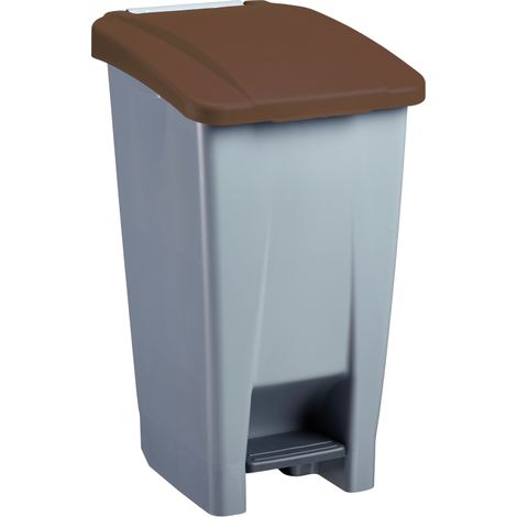 Poubelle mobile à pédale Mobily Green - 60l - marron / gris (1/3)