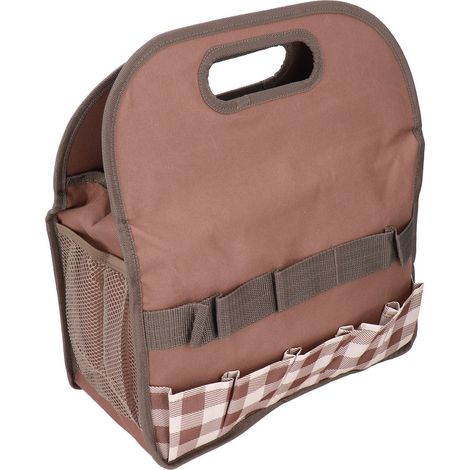 Sac de Rangement Jardin avec Multiples Poches, Organisateur Maison pour Jardinage Intérieur et Extérieur, Tote Outils Jardin à Couture Treillis (1/5)