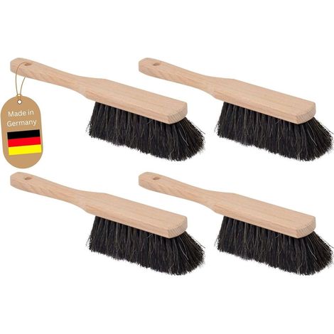 Lot de 4 brosses à main en crin de cheval poils souples