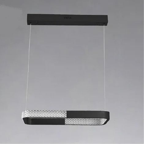 TrAdE Shop Traesio - Lampadario A Sospensione Led 18w Rettangolare Nero Cristallo Telecomando 32019 - (1/3)