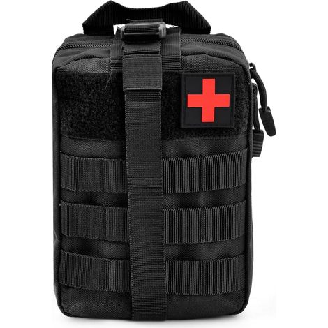 Trousse de Premier Secours Sac Étanche Molle de Premiers Secours Trousse Kit de Premiers Soins Militaires Rip-Away Pochette EMT Médecine Tactique Sac pour Randonnée Travail Voiture Chasse Sport (Noir) (1/5)