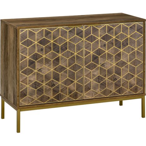 Mobile da Ingresso Moderno con Decori Dorati e Gambe in Acciaio, 99x39x75.5cm