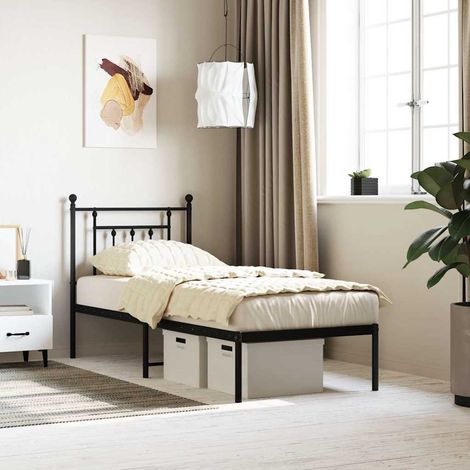 vidaXL Estructura cama sin colchón con cabecero metal negro 75x190 cm (1/5)