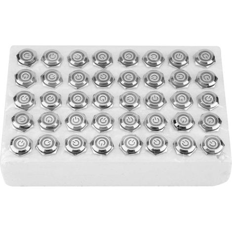Lot de 40 boutons poussoirs métalliques 16mm à verrouillage automatique, tête plate, LED 24V bleu, 5 broches (1/5)