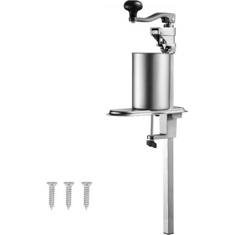 Abrelatas, Abrelatas Manual de Sobremesa para Latas de hasta 40 cm de Altura, Altura Ajustable, con Tornillos y Abrazadera de Mesa, para Restaurantes y Hoteles, 253 x 113 x 853 mm, Plata (1/5)