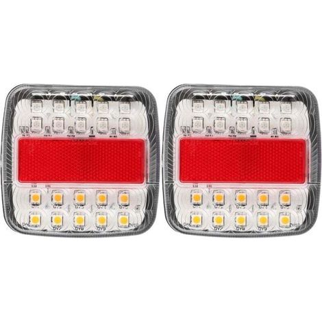 2 Stück 12V/24V 20LED Zweifarbige Rückleuchten für LKW-Anhänger (Weiße Lampenabdeckung) (1/4)
