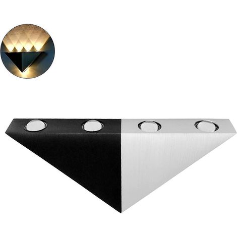 Lámpara de pared atractiva, de alto brillo, ligera, con forma de triángulo 3D, ideal para pasillos y decoración del hogar (blanco cálido).