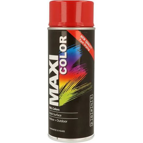 MaxiColor Spray Gloss Flame Red RAL3000 400Ml - Versatile Paint