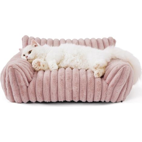 Canapé-lit pour chat, animal de compagnie mignon pour petits, moyens et grands chats, chiens, canapé moelleux pour animaux de compagnie d'intérieur avec fond antidérapant et housse lavable (1/5)