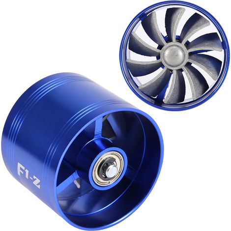 Turbonator entrée d'air voiture ventilateur simple turbine superchargeur économiseur de carburant turbo 64 mm bleu (1/5)