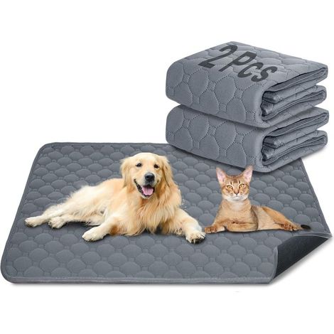Lot de 2 tapis d'entraînement pour chien et chat, extra absorbant, imperméable et antidérapant, lavable et réutilisable, pour chiots et animaux domestiques, gris, 50 x 70 cm (1/5)
