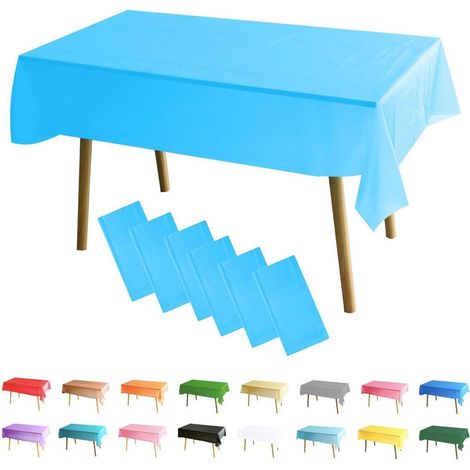 Tischdecke 6er Set abwaschbar, wasserdicht, PEVA, 137x274 cm, himmelblau