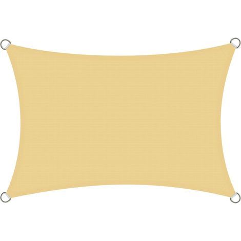 Voile d’ombrage Rectangulaire 3x4 m - Toile Ombrage Extérieur 4x3 m HDPE Respirant (185g/m²) Voile Ombrage avec 98% de Protection UV pour Patio Jardin Pergola, Sable (1/5)