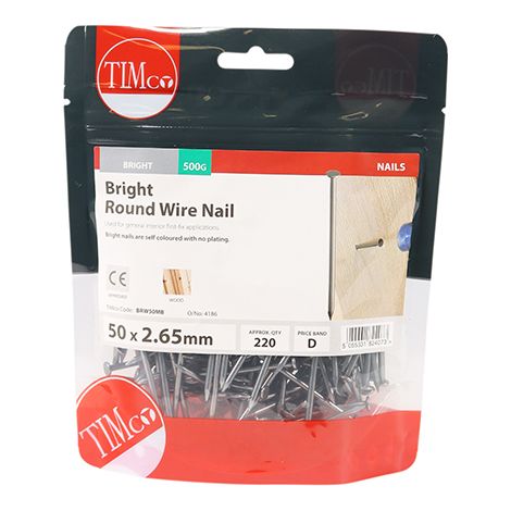 TIMCO Round Wire Nails Bright - 50 x 2.65
