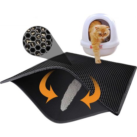 Tapis Anti-Litière - Double Couche En Nid D'Abeille - Imperméable Urine Et Eau - Pour Boîte À Litière Fermée Ou Automatique - 60 x 45 cm - 1 Pièce