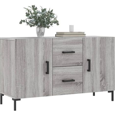 Buffet Bas de Cuisine 100x36x60 cm, Meuble Rangement avec Portes et Étagères Réglables, En Bois d'Ingénierie Couleur Gris Sonoma, pour Salon, Salle à Manger ou Entrée (1/5)