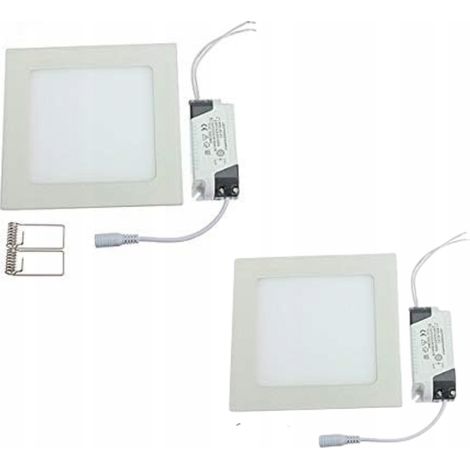 Juego de 2 paneles de techo LED de 9 W, 14,5 x 14,5 cm, luz blanca cálida con controlador. (1/3)