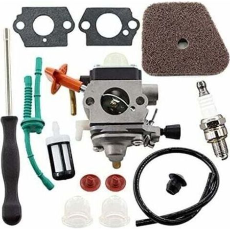 Kit de carburateur compatible avec tronçonneuses Stihl FS87, FS90, FS100, FS110, FS130, HL95, HL100, HT100, HT101, KM90, KM100, KM110, SP90 – référence 4180-120-0610, inclut filtre à air et tournevis (1/2)
