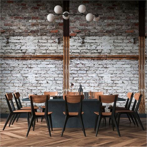 Photo wallpaper Profhome 383501 hot embossed non-woven wallpaper smooth brick look matt grey black white 1.59 m x 2.8 m (1/5)