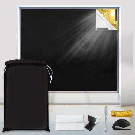 100 % blickdichte Verdunkelungsvorhänge, 200 x 145 cm, Sonnenschutzgewebe, kein Bohren erforderlich