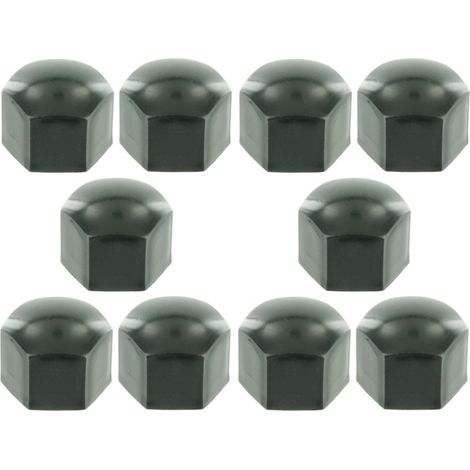 Cyclingcolors – Lot de 10 caches écrous hexagonaux en plastique polyéthylène noir – M10 x 17mm – Protection contre corrosion et dommages (1/2)