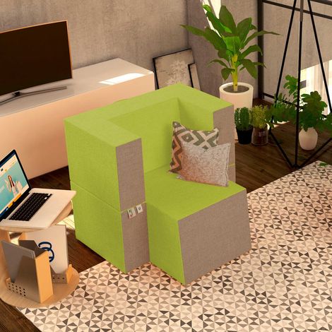 Baldiflex Poltrona Morbida Convertibile in Pouf color Verde OLIVA Praticha (1/5)