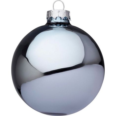 PALLINA DI NATALE IN VETRO CELESTE POLVERE LUCIDO DIAMETRO 8CM