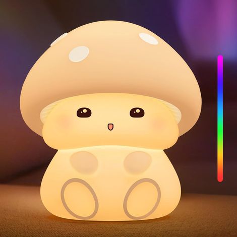 RHG Veilleuse en forme de champignon, en silicone, commande tactile, luminosité réglable sur 3 niveaux, lumière LED, chargement USB
