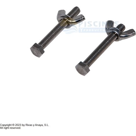 Pack 2 tornillos + palomillas para mangos de piscina. Astralpool.
