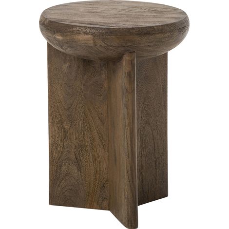 Tabouret rond en bois de manguier foncé - marron foncé (1/5)