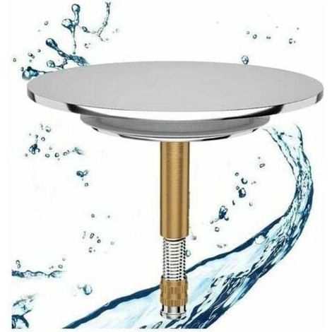 YMYNY Bouchon de Baignoire, Ø 70 mm, avec Double Joint, Réglable en Hauteur, Bouchon de Baignoire Universel, Clapet de Lavabo, en Laiton Trempé avec Finition Chromée, Bonde de Baignoire Antirouille (1/4)