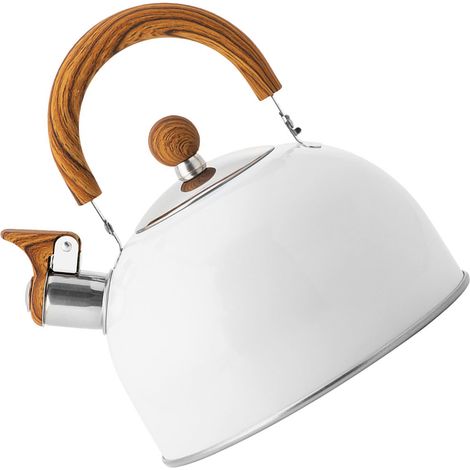 Sifflet bouilloire acier inoxydable poignée pliable cuisine ustensiles 2.5L blanc (1/5)