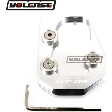 (LOGO MT09 Argent) Compatible avec YAMAHA MT-09 XSR900 TRACER 900 SPORT FZ-09 13-16 Moto - Extension de béquille latérale - Plaque de support - Maxpower (1/4)