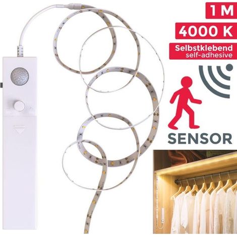 1m ruban LED avec détecteur de mouvements, éclairage dimmable , longueur 1m, auto-adhésif, lumière blanche neutre 4000 Kelvin (SKU produit : 93627064 SKU Offre : 1101dd07) (1/4)