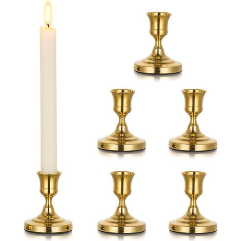 Bougeoir Doré Chandelier en Métal: Bougeoir en Laiton Porte-Bougies à Cône Photophore de Fenêtre pour Centre de Table Mariage Noël Cheminée Décoration Intérieure (1/5)