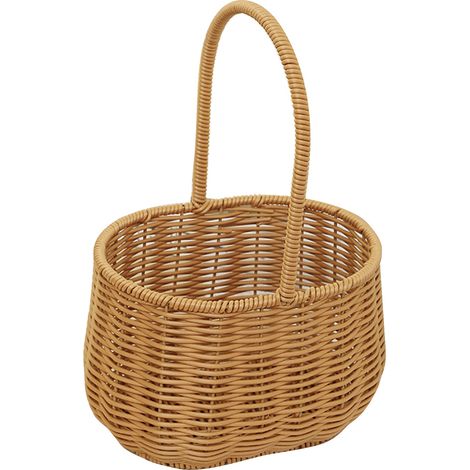 Tragbarer, geflochtener Korb mit Griff aus PP-Rattan für Obst, Gemüse und Geschenke, 19,5 x 15 x 29 cm (1/5)