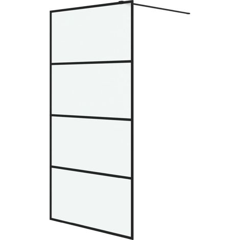 Duschwand Schwarz 100x195 cm Satinierendes ESG-Glas