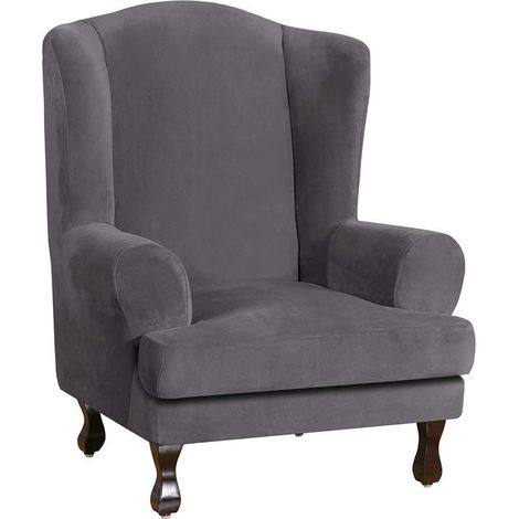 Housses de fauteuils Velours Housse de Canapé Extensible, Revêtement de Canapé Relax élastique (Grise)-Fei Yu (1/5)
