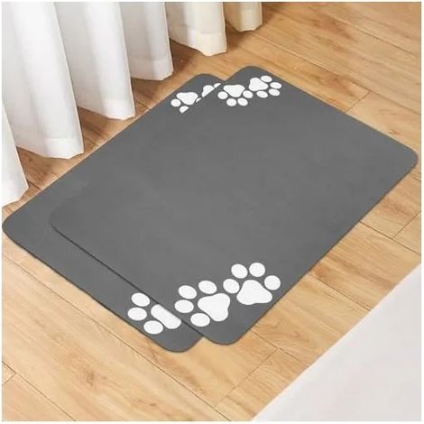 Tapis Gamelle 60x40cm, Absorbant Rapide, Antidérapant, Pour Chiens/Chats, Lavable en Machine