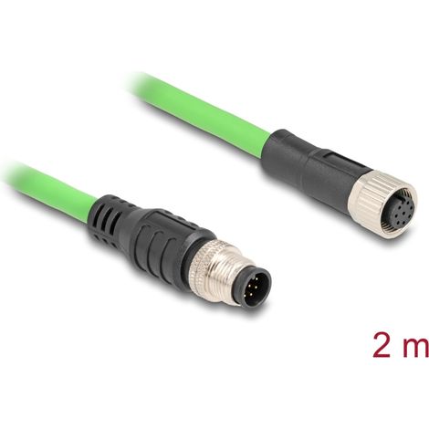 Delock Cable M12 codificado A 8 pin macho a hembra PUR (TPU) 2 m