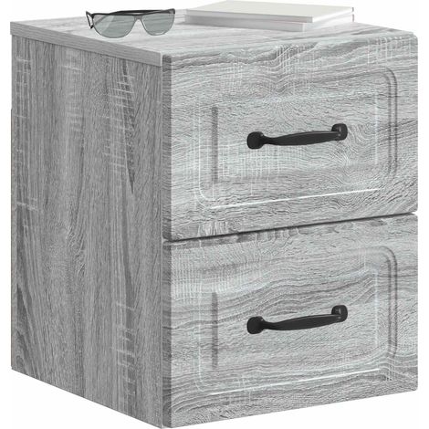 Maison Exclusive - Mobiletto da notte a muro 2 pcs Grigio Sonoma 34,5 x 33 x 40 cm