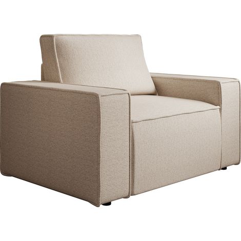 Fauteuil en tissu texturé beige AMELIA