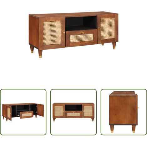 Rangement - Meuble TV Marron 105 x 33,5 x 46 cm Bois de mangue massif (1/5)